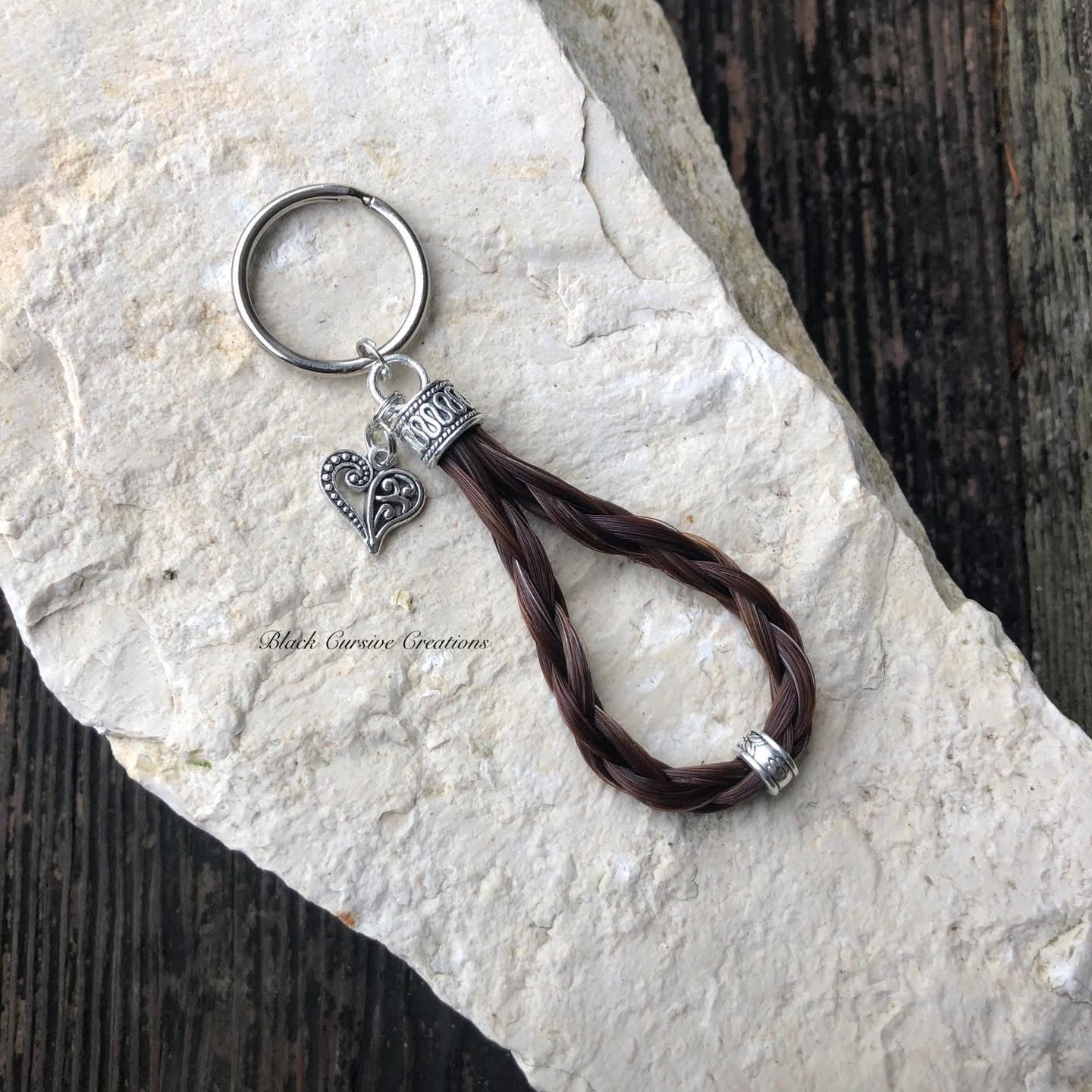 Beaded Bosal Horsehair Keychain with Charm