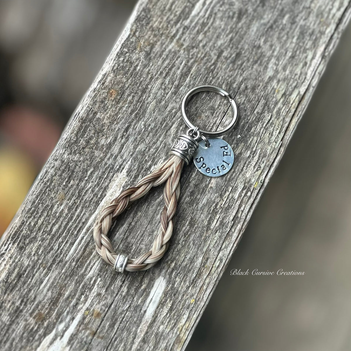 Beaded Bosal Horsehair Keychain with Personalized Charm