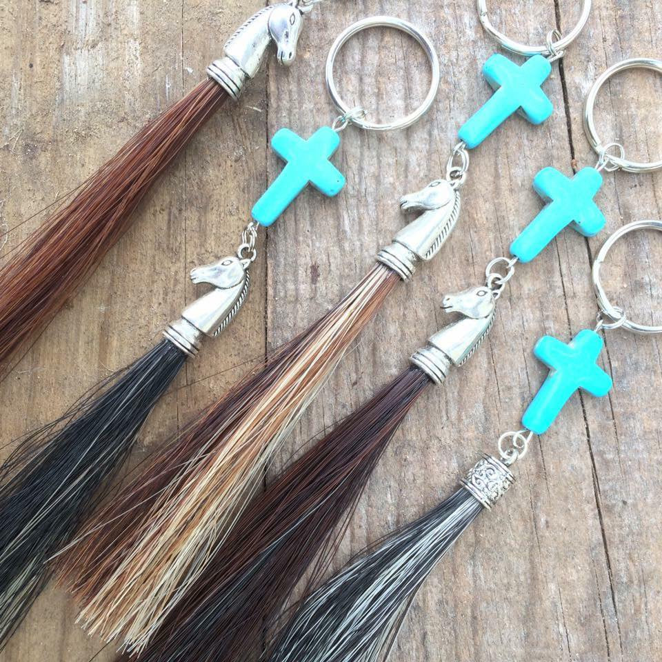 Equus Cross Horsehair Tassel Keychain