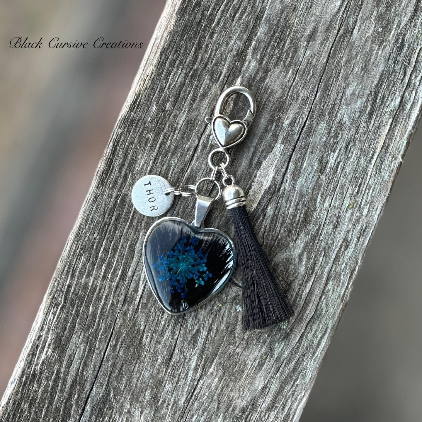 Resin Heart Tassel Keychain