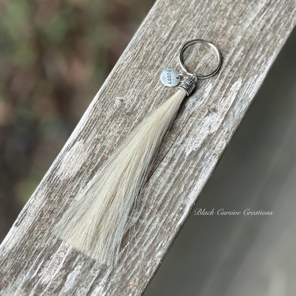 Horsehair Tassel Keychain with personalized name charm