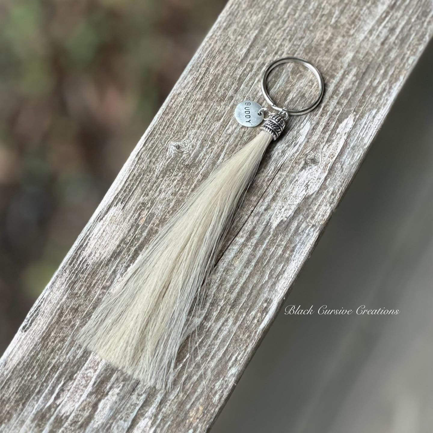 Horsehair Tassel Keychain with personalized name charm