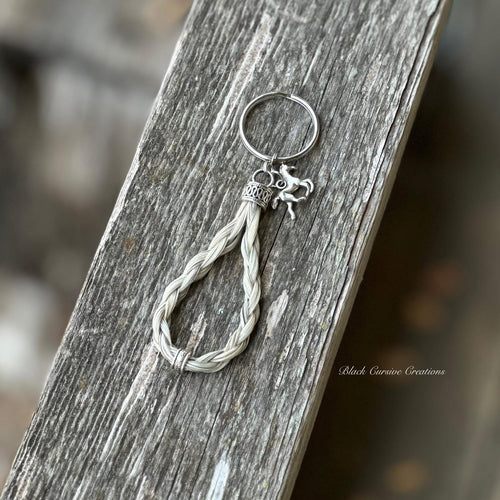 Beaded Bosal Horsehair Keychain with Charm